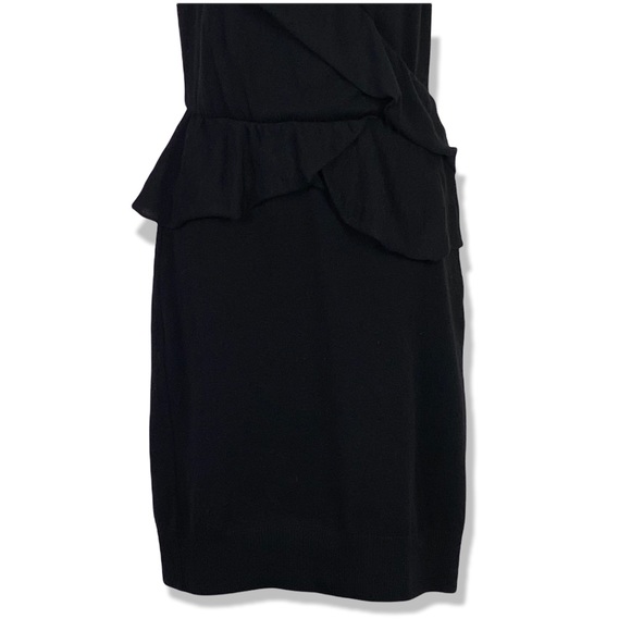 MOSCHINO Faux Wrap Ruffle Wool Black Midi knit Dress Size US 8 GB10 F38 - Picture 4 of 14